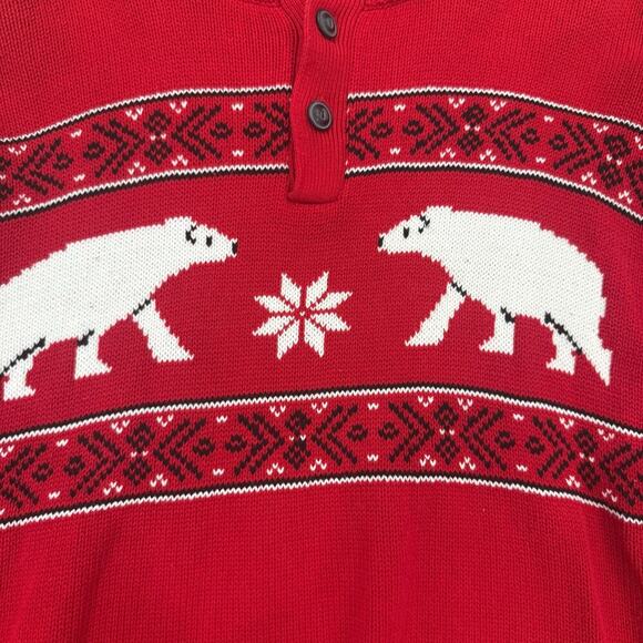 Chaps‎ Men's Classic Fit Holiday Nordic Inspired Polar Bear Mockneck Sweater XL - Picture 2 of 8